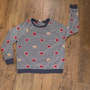 Secret Treasures Striped Sweater with Red and Tan Hearts